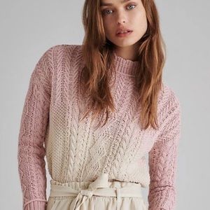 Anthropologie ❄️ Marci Cable Knit Chunky Sweater Ombré Lavender/ Pink
